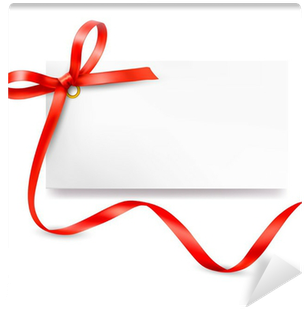 Card With Red Gift Bow With Ribbons - Ribbon (400x400)