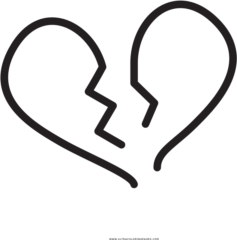 11 Broken Heart Coloring - Corazon Roto Png Blanco Y Negro (1000x1000)