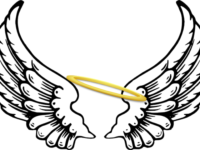 Halo Clipart Broken Angel - Angel Wings Png Outline (640x480)