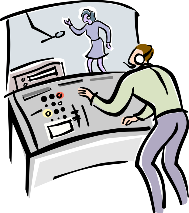 Vector Illustration Of Recording Studio Control Room - Vector Illustration Of Recording Studio Control Room (622x700)