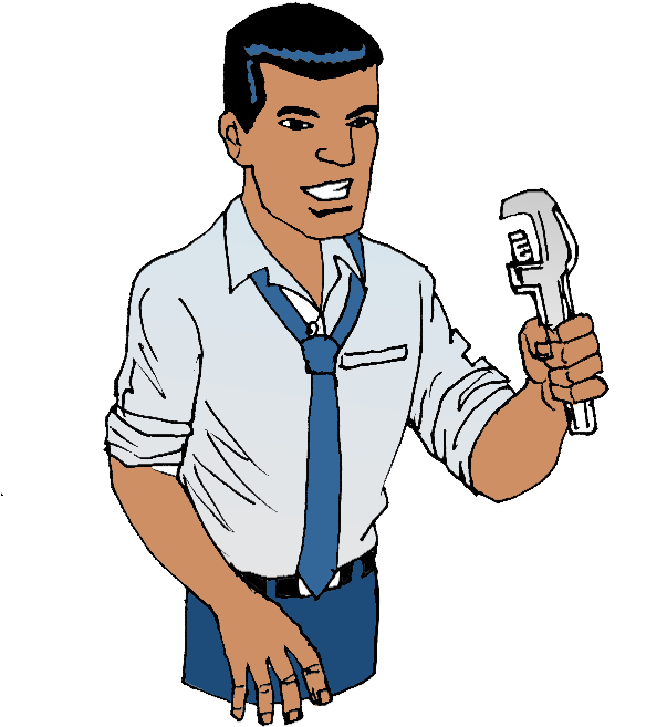 Man Holding Adjustable Wrench - Cartoon (800x800)