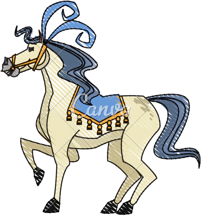 Circus Horse Show Happy Festive Illustration - Cartoon (800x800)