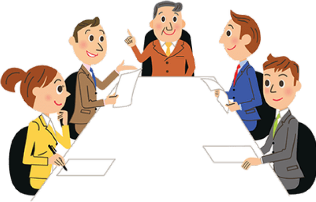 Staff Clipart Office Employee - Team Meeting (641x409)