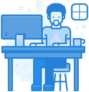 Employee Working On Desk - Cartoon (450x450)