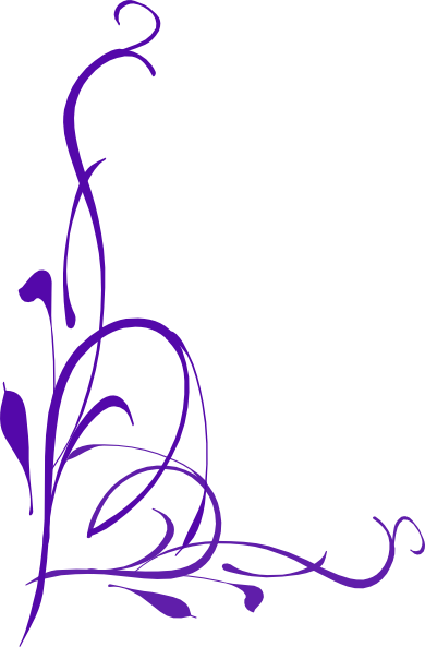 Purple Swirl Corner Border - Vines Clip Art (390x593)