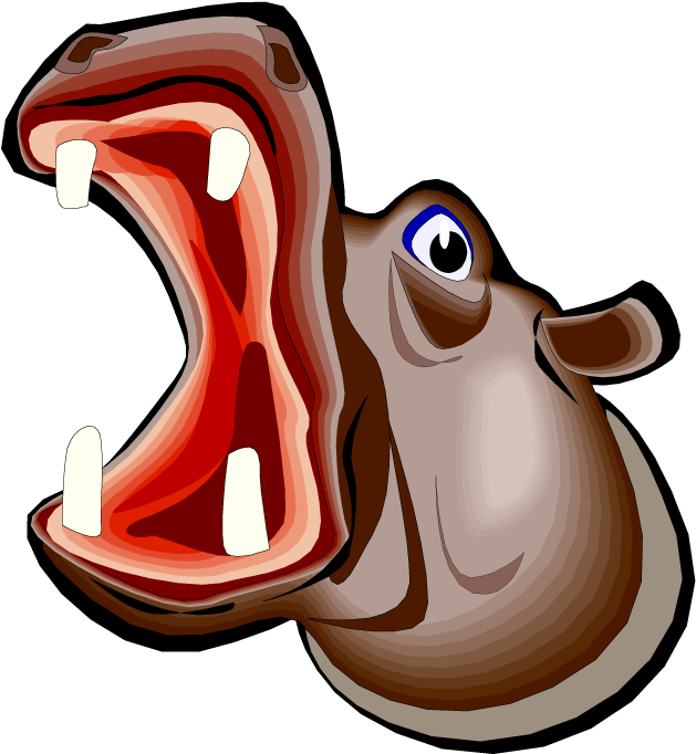 Free Hippo Clipart - Cartoon Hippo Head With Mouth Open (750x732)
