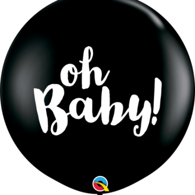 Oh Baby Black 3′ Printed Latex Balloons Q85831 - Calligraphy (400x400)