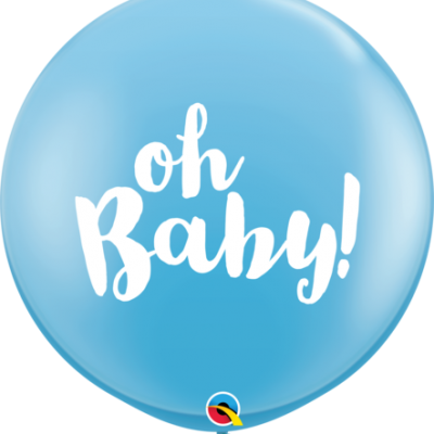 Oh Baby Blue 3′ Printed Latex Balloons Q85830 - Circle (400x400)