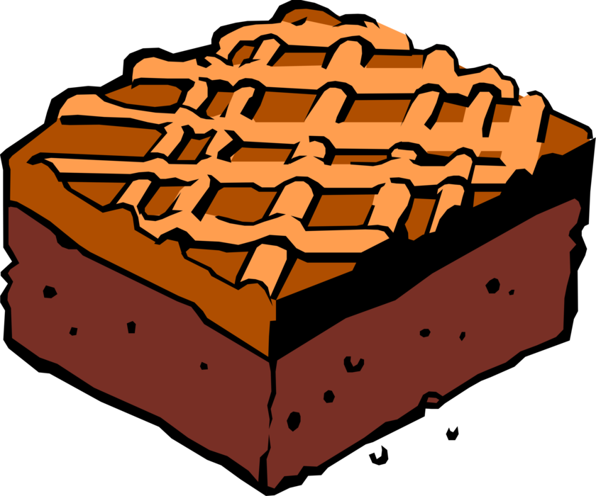 Vector Illustration Of Garden Vegetable Sweet Dessert - Chocolate Brownie (840x700)