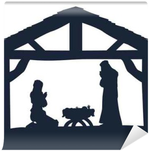 Christian Nativity Christmas Scene Silhouettes Wall - Christmas Stable Vector (400x400)
