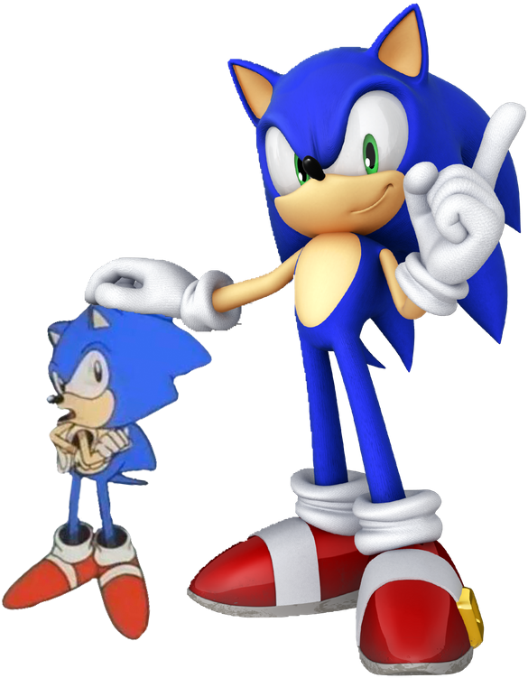 Sonic Petting Sonic - Sonic The Hedgehog 20th Anniversary (640x787)