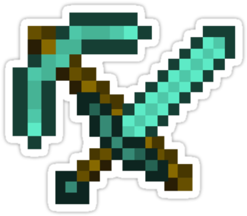 Minecraft Diamond Pickaxe By Angelkitty17 - Minecraft Sword And Pickaxe Crossed (375x360)