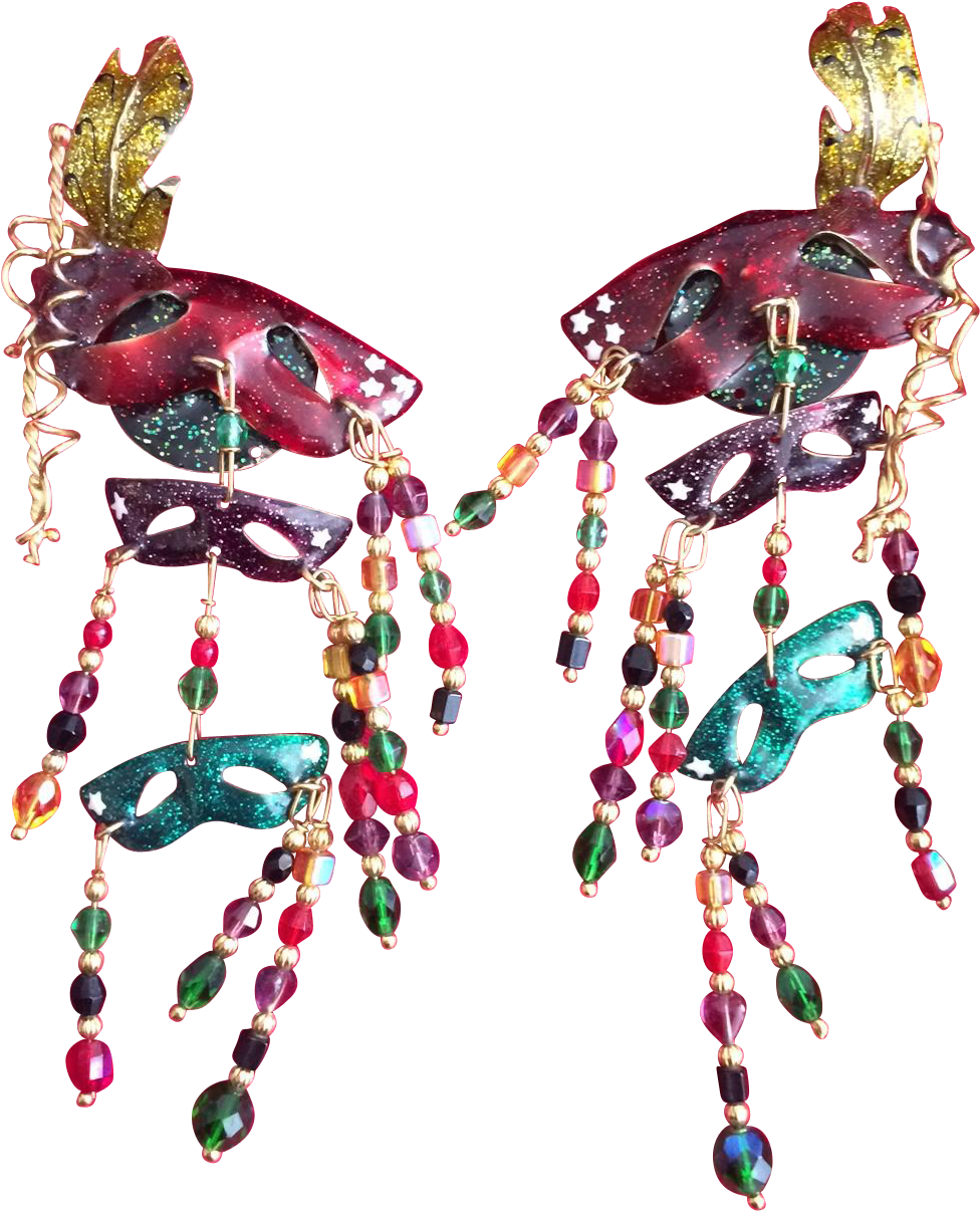 Wild Lunch At The Ritz Mardi Gras Earrings Mardi Gras - Earrings (1205x1205)