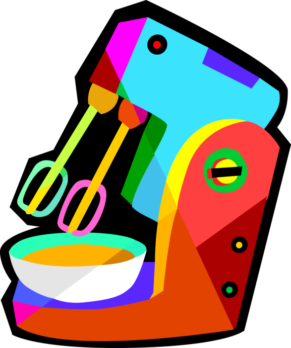 Vector Illustration Of Electric Hand Mixer Egg Beater - Vector Illustration Of Electric Hand Mixer Egg Beater (587x700)
