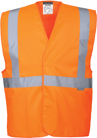 Hi-vis 1 Band Vest, Orange - Mens Portwest C472 Hi-visibility 1 Band Vest C472yer4x/5x (500x500)