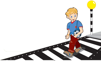 Cartoon Of Boy Crossing A Road - Crossing The Road Safely (350x350)