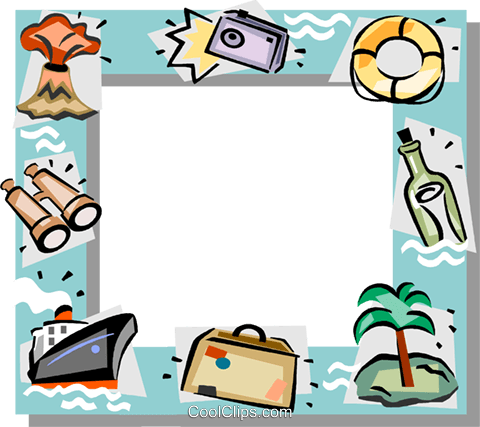 Vacation Themed Frame Royalty Free Vector Clip Art - Vacation Frame Clipart (480x427)