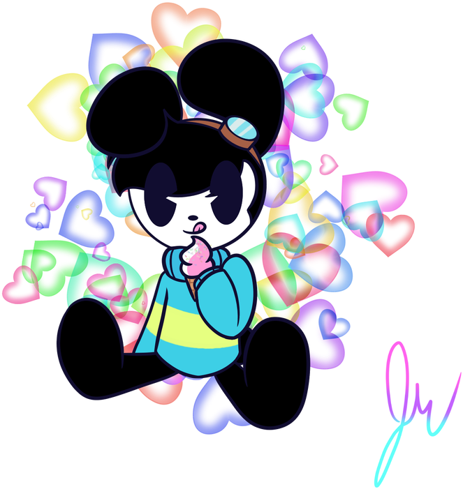 Bon Bon Eating Some Ice Cream By 6 O Hundred657 - Cartoon (876x912)