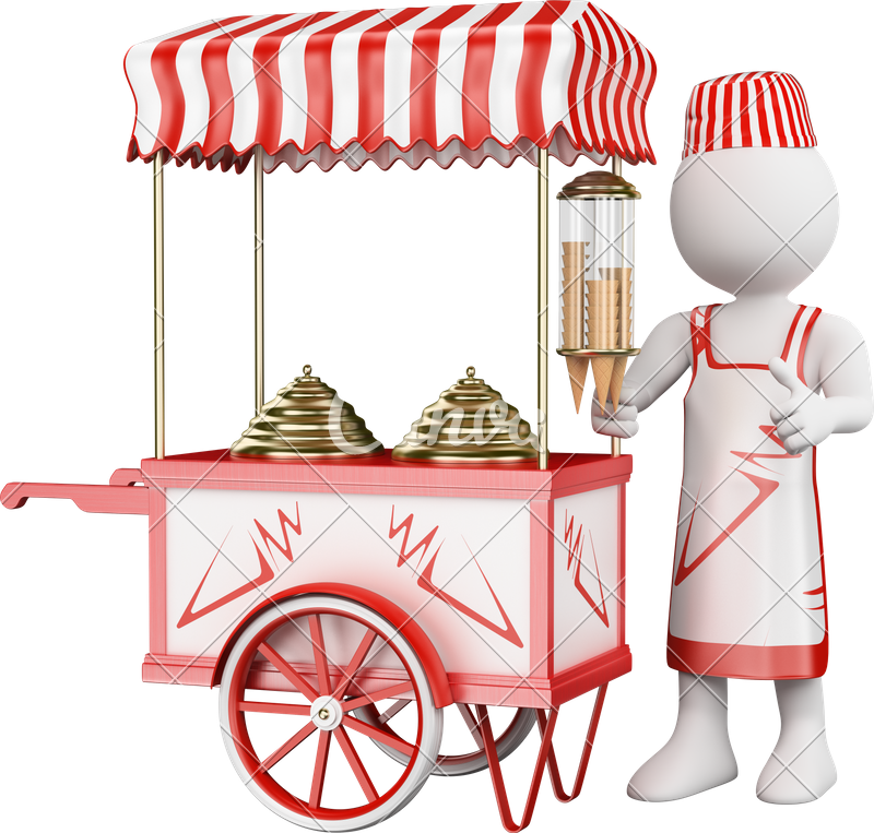 3d Traditional Ice Cream Cart - Ice Cream (800x763)