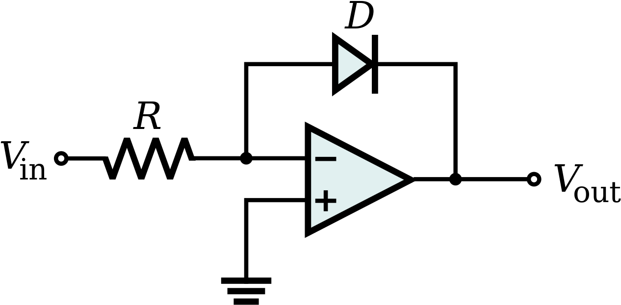 Op-amp Logarithmic Amplifier - Non Inverting Amplifier Virtual Ground (1280x640)