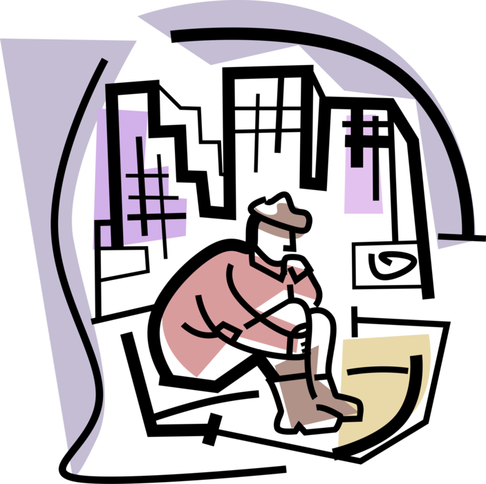 Vector Illustration Of Homeless And Unemployed Man - Poverty As A Challenge Clipart (703x700)