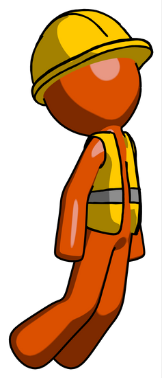 Orange Construction Worker Contractor Man Floating - Orange Construction Worker Contractor Man Floating (237x550)