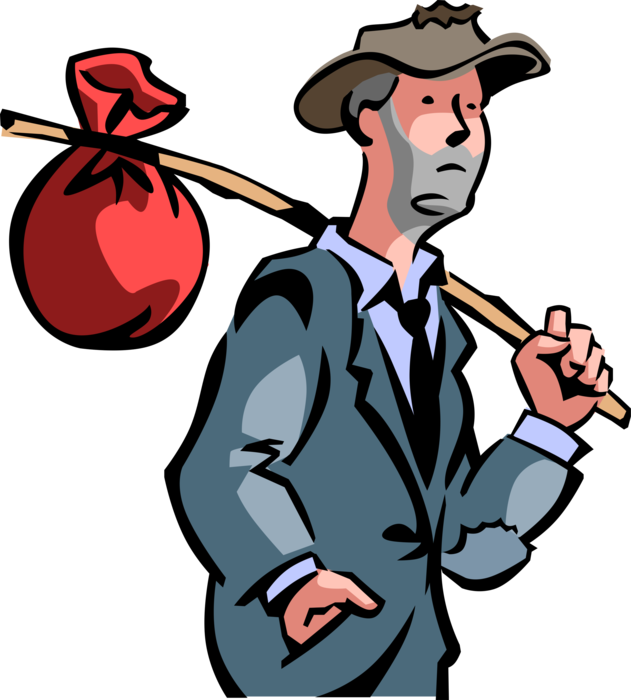 Vector Illustration Of Down On His Luck Homeless Businessman - Vector Illustration Of Down On His Luck Homeless Businessman (631x700)