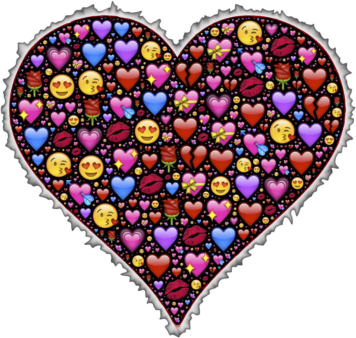 Heart Emoji Affection - Bunch Of Heart Emojis Png (1280x1233)