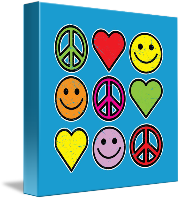 Retro Peace Smileys Hearts By I Create - Smiley (589x650)