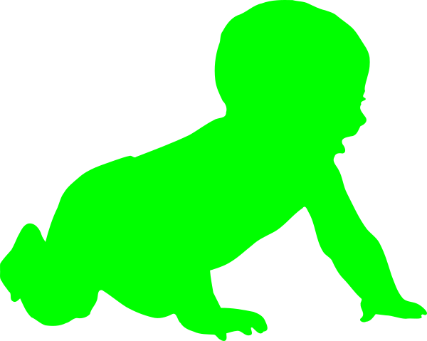 Baby Red Icon - Baby Crawling Clipart Black And White (600x479)