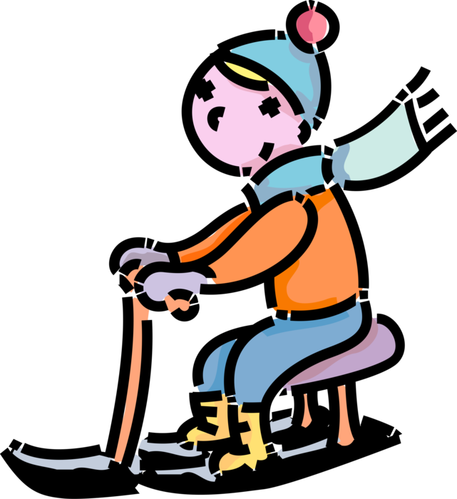 Picture Boy Rides Toboggan Sled Vector Image Illustration - Picture Boy Rides Toboggan Sled Vector Image Illustration (641x700)