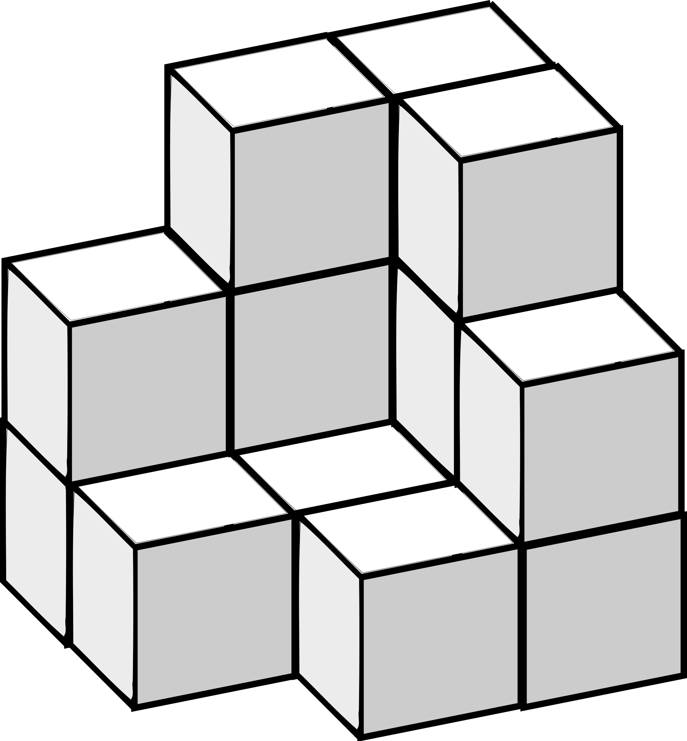 Find The Area Of A Rectangle Line Cuboid - Tetris Toy Block 3d Computer Graphics Clip Art (2227x2400)