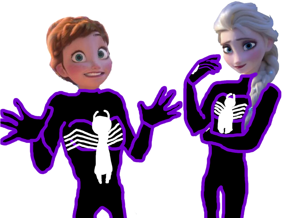 Elsa And Anna Symbiote By Frozensymbiotesaga - Cartoon (1050x761)