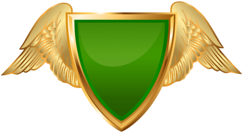 Free Png Download Badge With Wings Green Png Clipart - Gold Transparent Background Shield Logo (850x464)