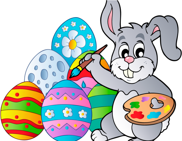 Egg Clipart Easter - Cartoon Easter Bunny With Eggs (640x480)