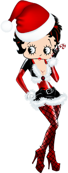 Xmas Bb With Candy Cane Betty Boop Pictures, Merry - Betty Boop Christmas (317x643)
