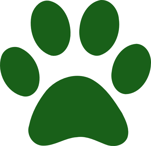 Dog Paw Clip Art - Green Paw Print Clip Art (600x578)