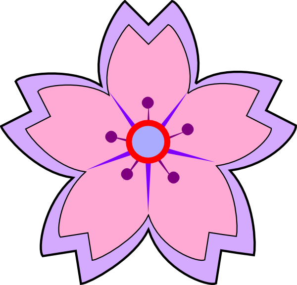 Sakura Flower Clipart Black And White (600x576)