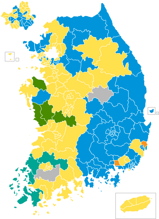 South Korean Legislative Election 2004 Districts - South Korea Population Distribution Map (592x800)