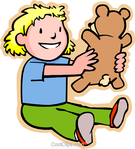 Little Girl With A Teddy Bear Royalty Free Vector Clip - Child With Teddy Bear (434x480)