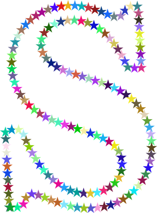 Stars, Colorful, Prismatic, Chromatic, Rainbow - S Letter With Stars (533x720)