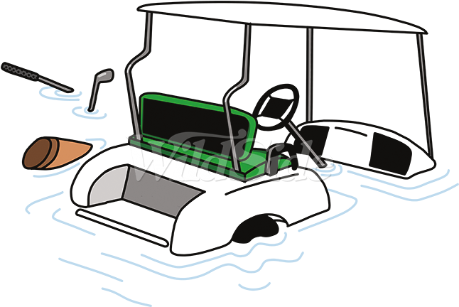 Golf Cart In Water - Golf Cart (675x675)