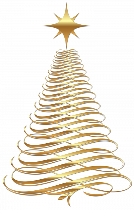 Fir Clipart Whimsical - Gold Christmas Tree Clip Art (450x705)