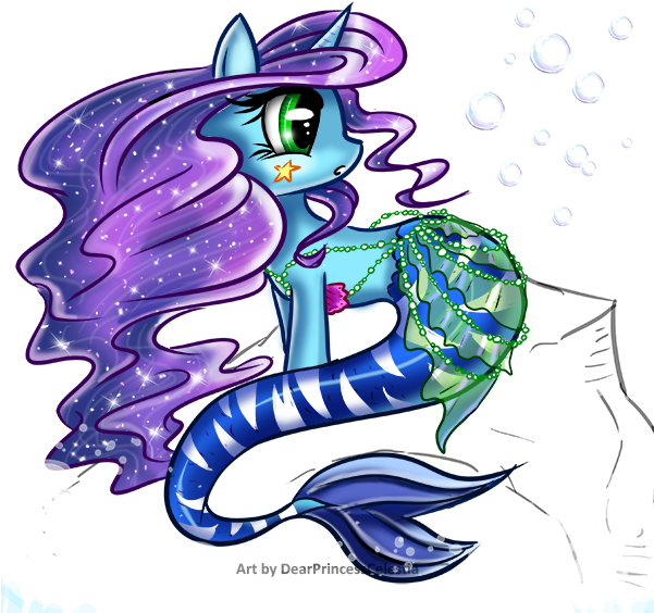 Dearprincesscelestia, Mermaid, Merpony, Midriff, Oc, - Cartoon (600x592)