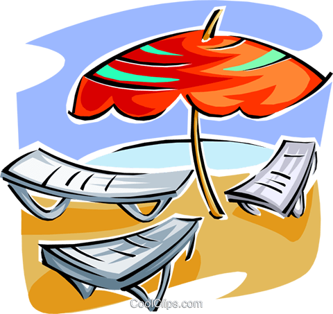 Beach Chairs And Umbrella - Beach Clip Art (480x453)