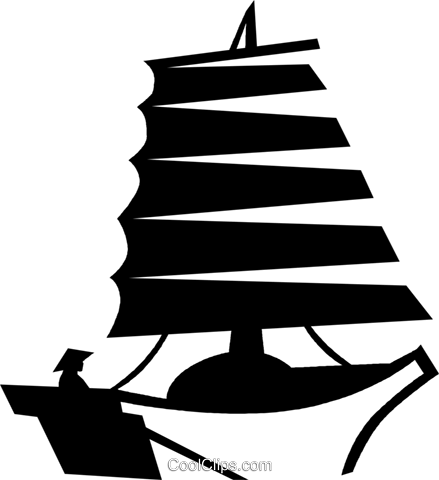 Chinese Junk Royalty Free Vector Clip Art Illustration - Sail (439x480)