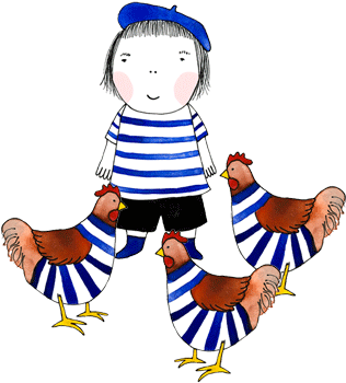 Three French Hens - Illustration (390x390)