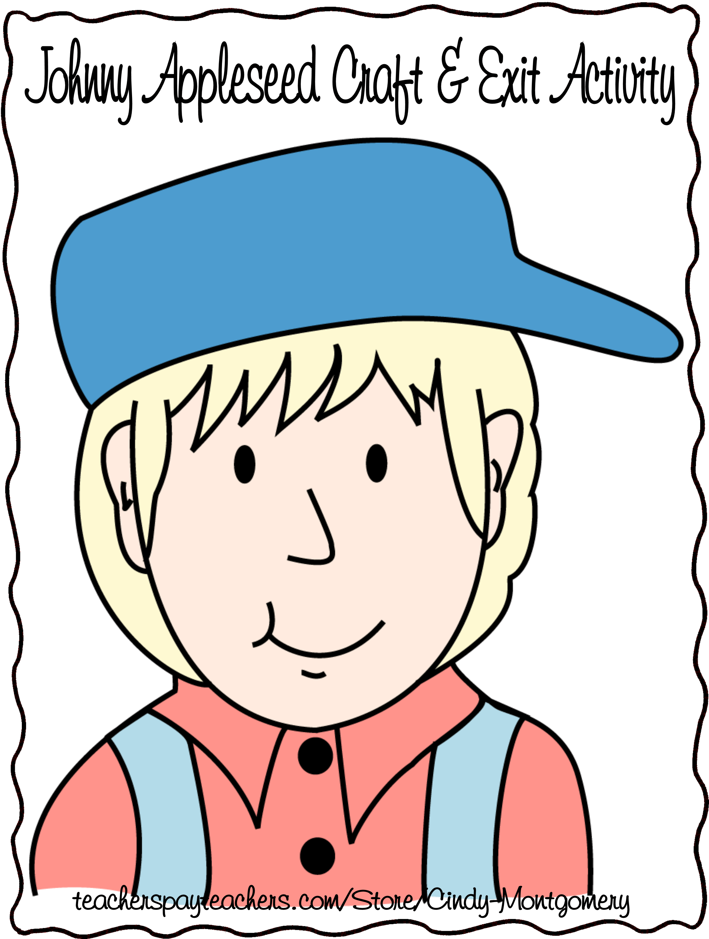 Johnny Appleseed Craft And Exit Activity - Cartoon (2400x3150)
