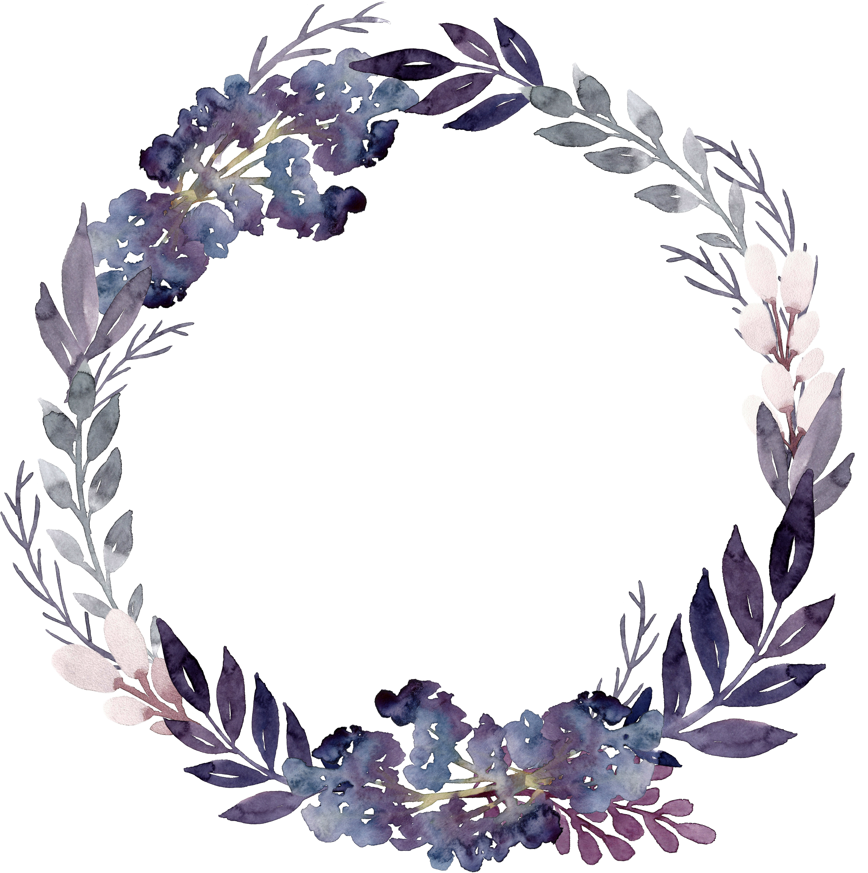 Flower Leaf Garland Purple Wreath Foliage Flowers Clipart - Венок Цветы Пнг (2829x2858)