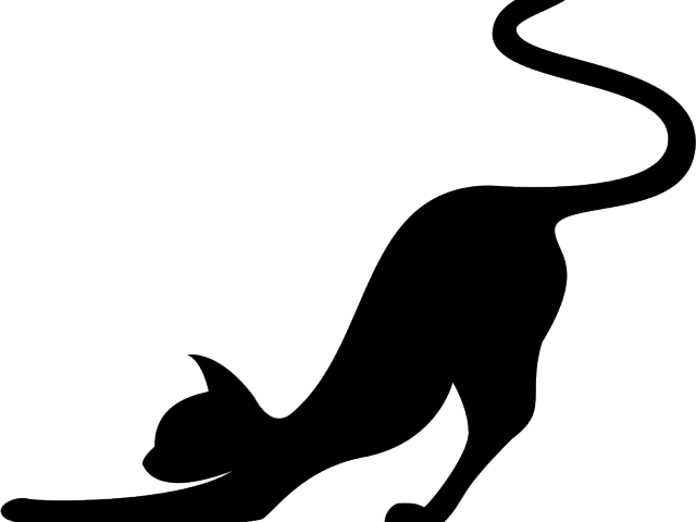 Black Cat Clipart Cat Stretch - Printable Cat Silhouette (640x480)
